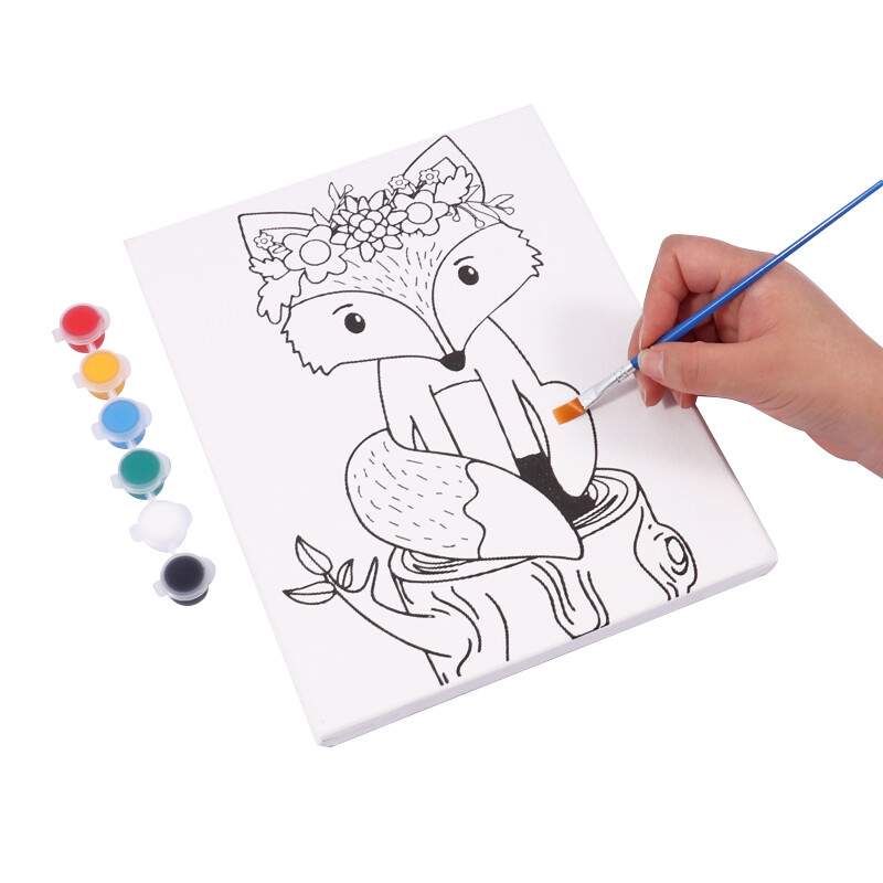 Foska Платно за оцветяване с картина 25x30см с 6 цвята бои + четка
