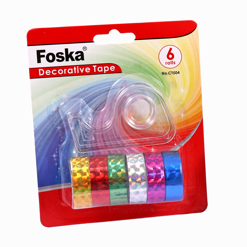 Foska Тиксо Glitter блестящо за декорация 1.5см x 3м 6 броя + диспенсър