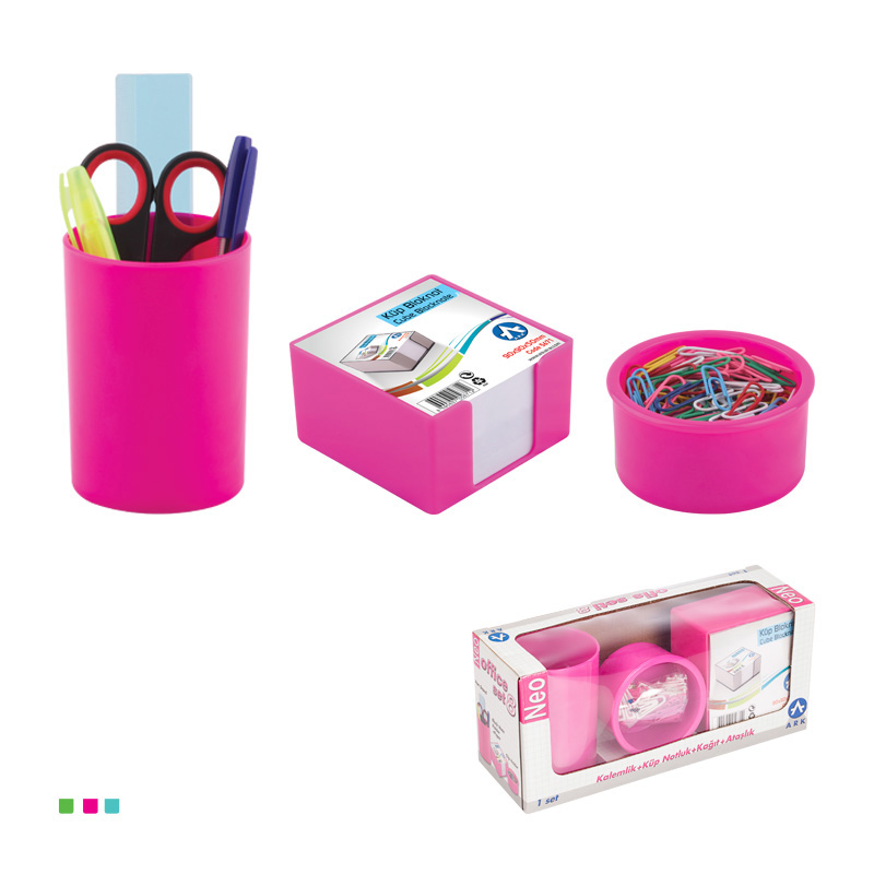 New ARK Neo Office комплект 8 части (кубче с хартия) розово