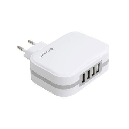 Зарядно Platinet 4xUSB 6.8A+micro USB кабел 1м. бяло