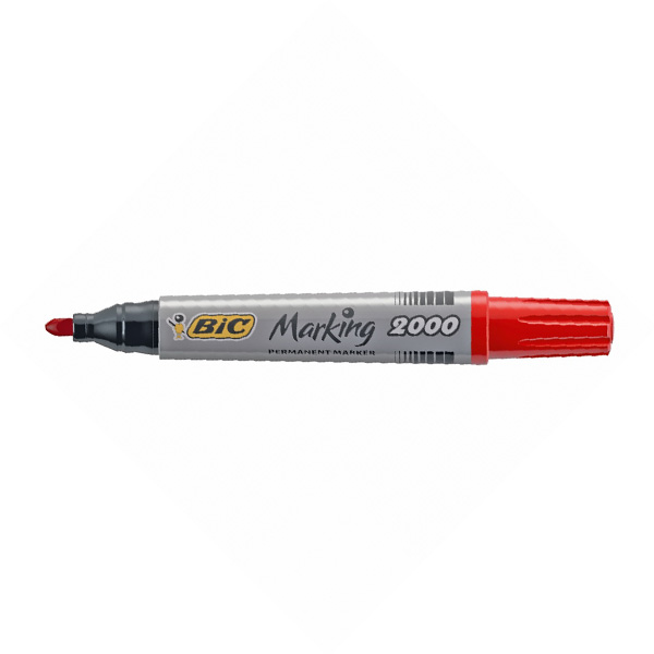 Перманентен маркер Bic 2000 Объл връх Червен