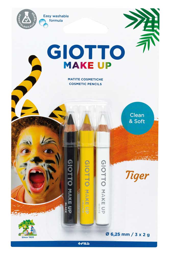 Тематичен комплект моливи за лице Giotto Make Up 3 цвята Tiger