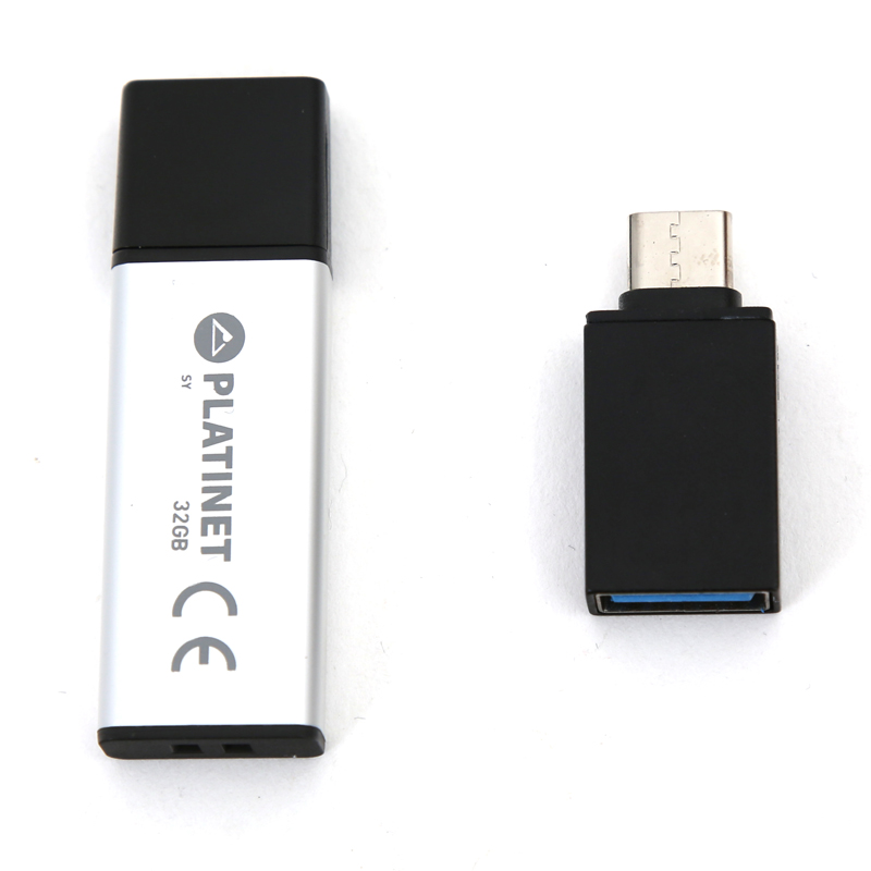 Platinet Pendrive USB 2.0 X-Depo 32GB + Type C Adapter, Сребро