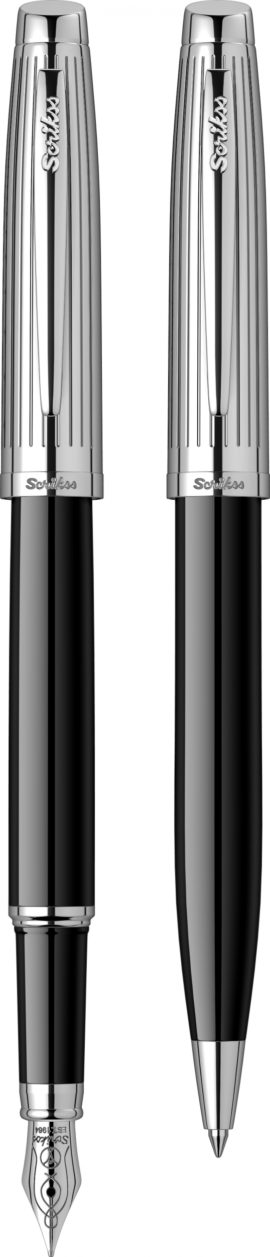 Двоен комплект Scrikss - Химикалка Oscar 39., модел 66864,  Черен хром