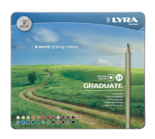 Цветни моливи Lyra Graduate в метална кутия 24 цвята