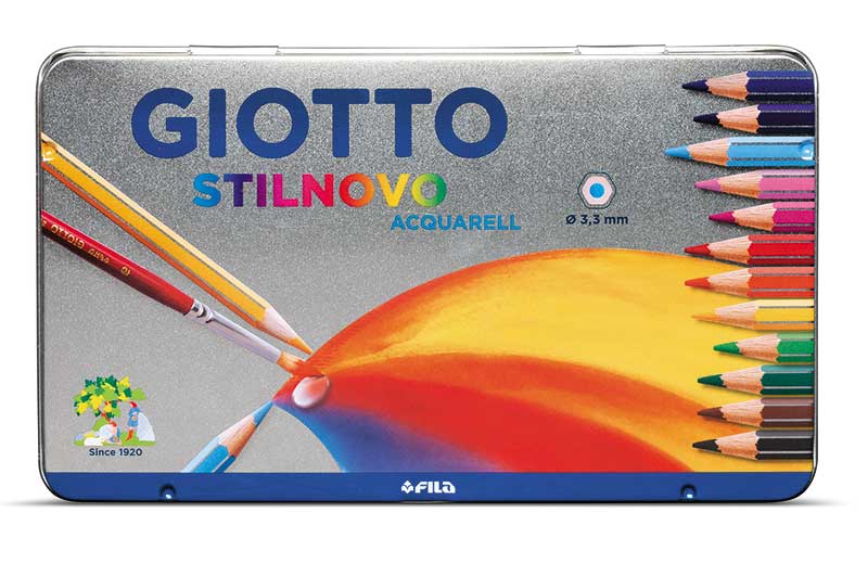 Акварелни цветни моливи Giotto Stilnovo Aquarell в метална кутия 12 цвята