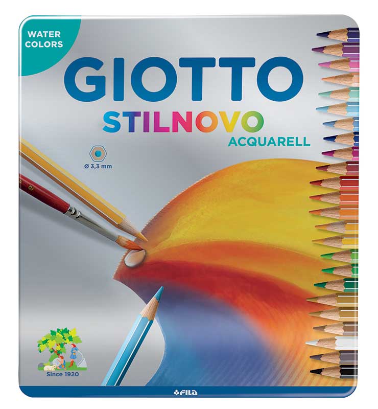 Акварелни цветни моливи Giotto Stilnovo Aquarell в метална кутия 24 цвята