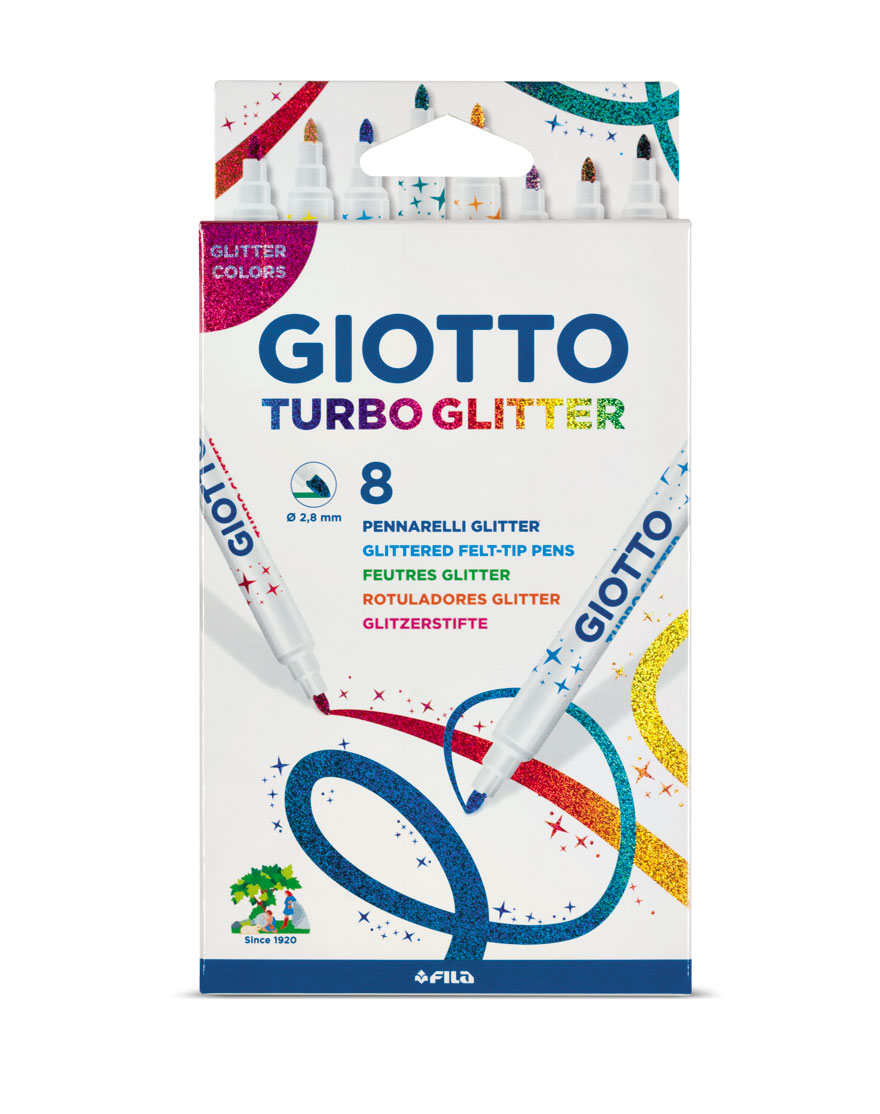 Флумастери Giotto Turbo Glitter 8 цвята Флуоресцентни