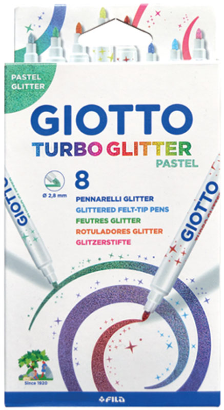 Флумастери Giotto Turbo Glitter 8 цвята Пастелни