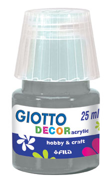 Водна боя за декориране Giotto Acrylic Decor за керамика/глина/порцелан, 25мл.,  Сребро