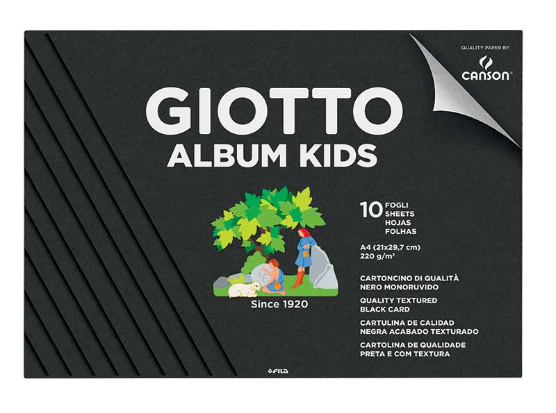 Албум с черни листи за рисуване Giotto 220 гр., 10 л., А4 Черен