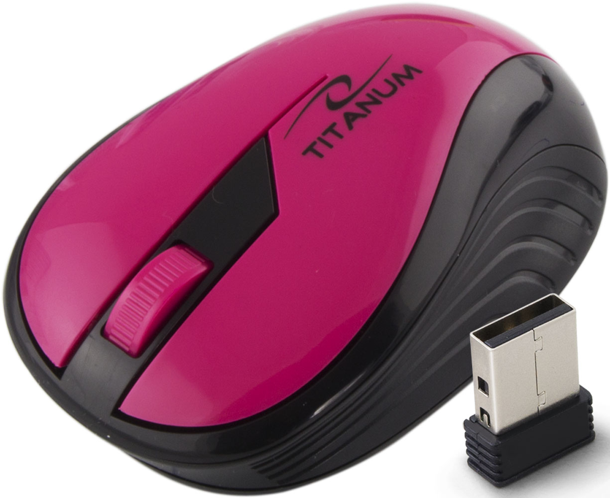 Безжична оптична мишка Titanium 2.4GHz 3D USB Rainbow, Розова