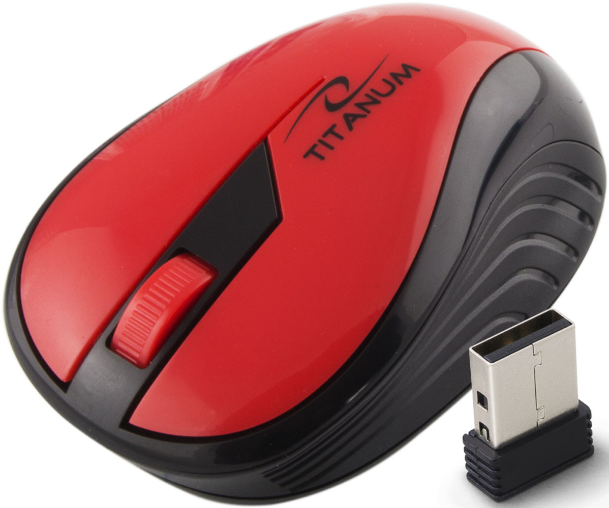 Безжична оптична мишка Titanium 2.4GHz 3D USB Rainbow, Червена