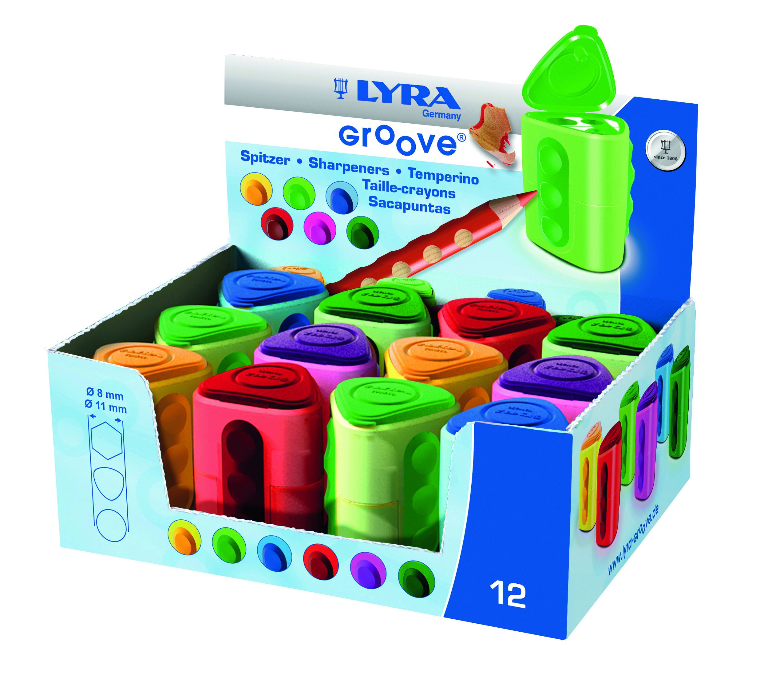 Lyra дисплей с острилки Groove Sharpener Slim 12 бр