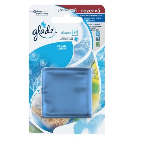 Glade Discreet Clean Linen Пълнител за дозатор с аромат на свежа чистота x 8 грама