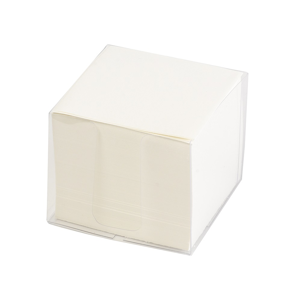 Кубче хартиено в PP поставка,в прозрачен държач,  83x83x65мм незалепено 894450 Bluering  600л бяло