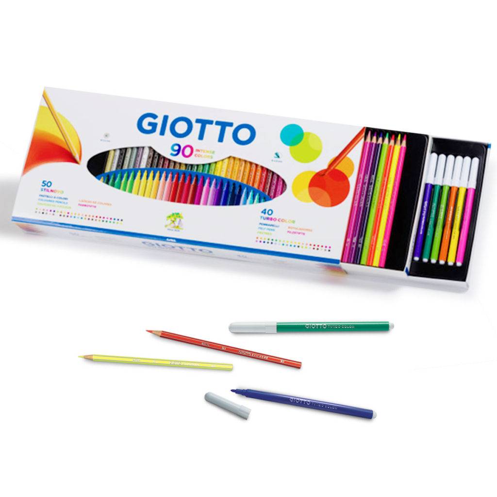 Комплект цветни моливи Giotto Stilnovo 50 цвята + флумастери Turbo Color 40 цвята