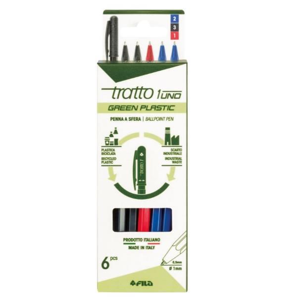 Tratto 1Uno рециклирана химикалка 1,0 мм 6 бр