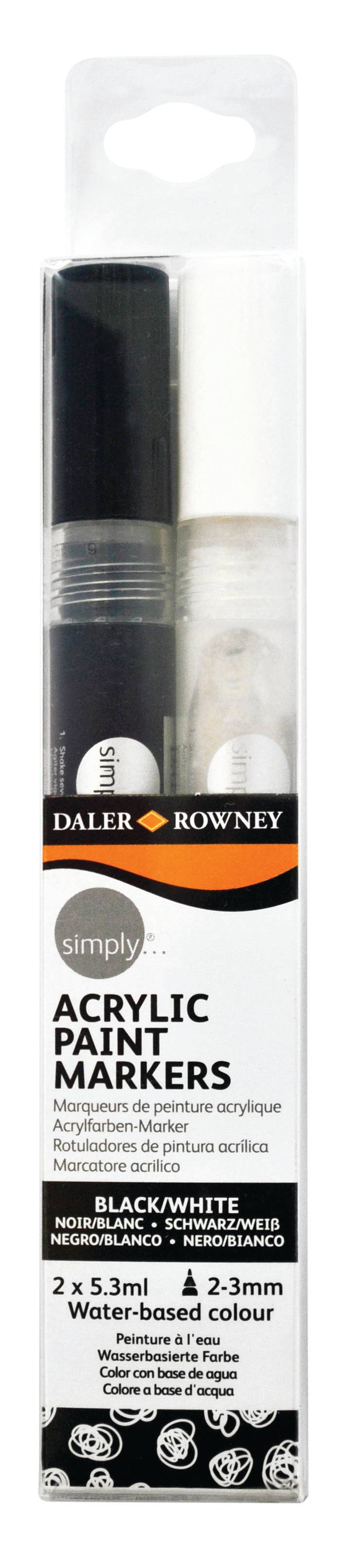 DALER ROWNEY Комплекти Simply акрилни маркери - черно/бели