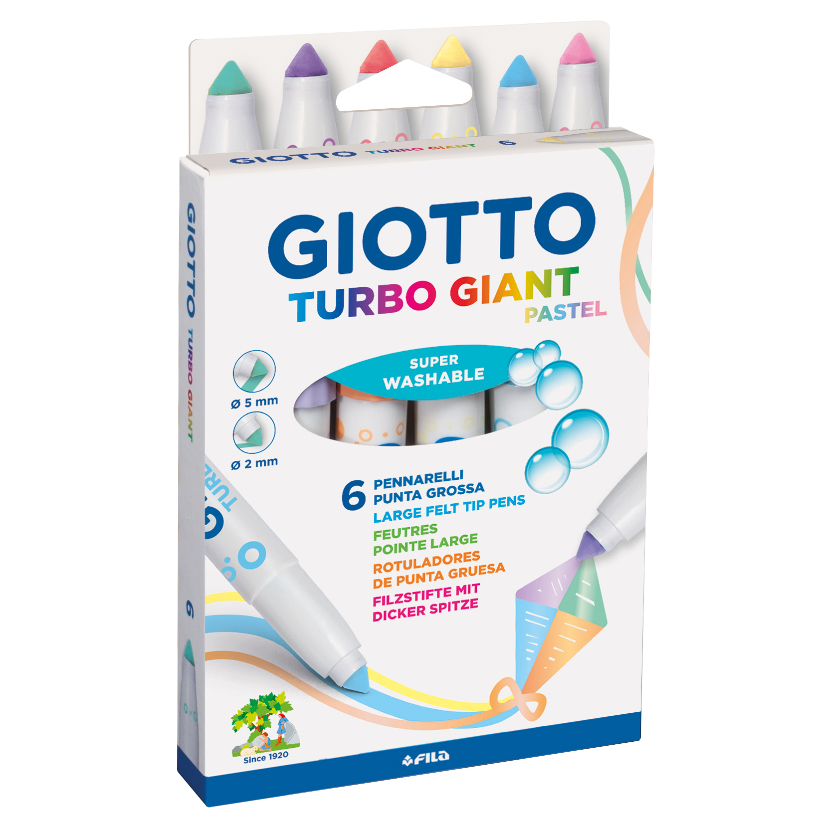 Giotto Turbo Giant Pastel Флумастери 6 бр