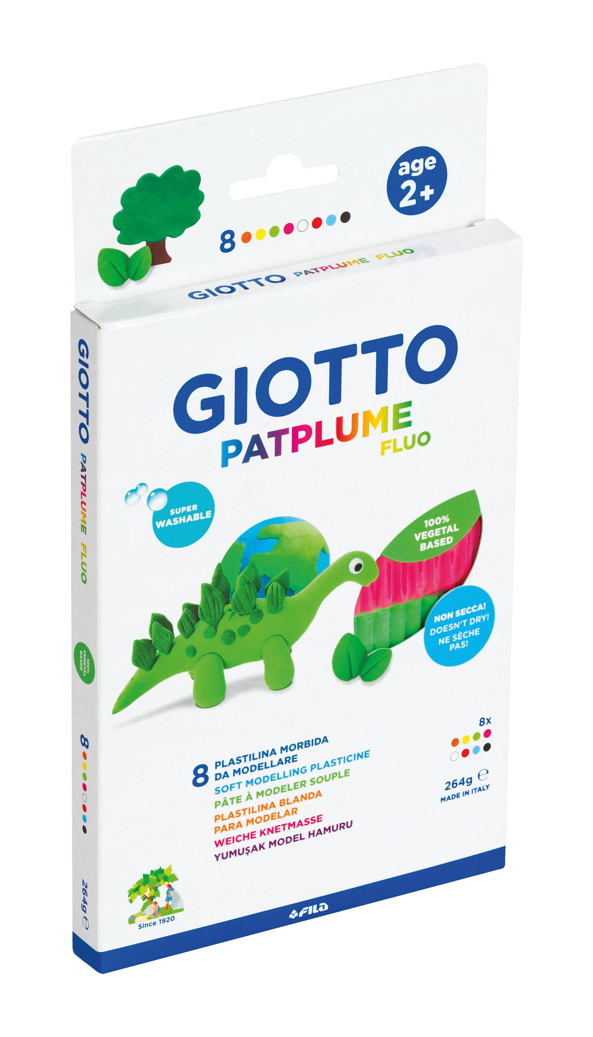 Комплект пластелин Giotto Patplume Fluo 8x33g