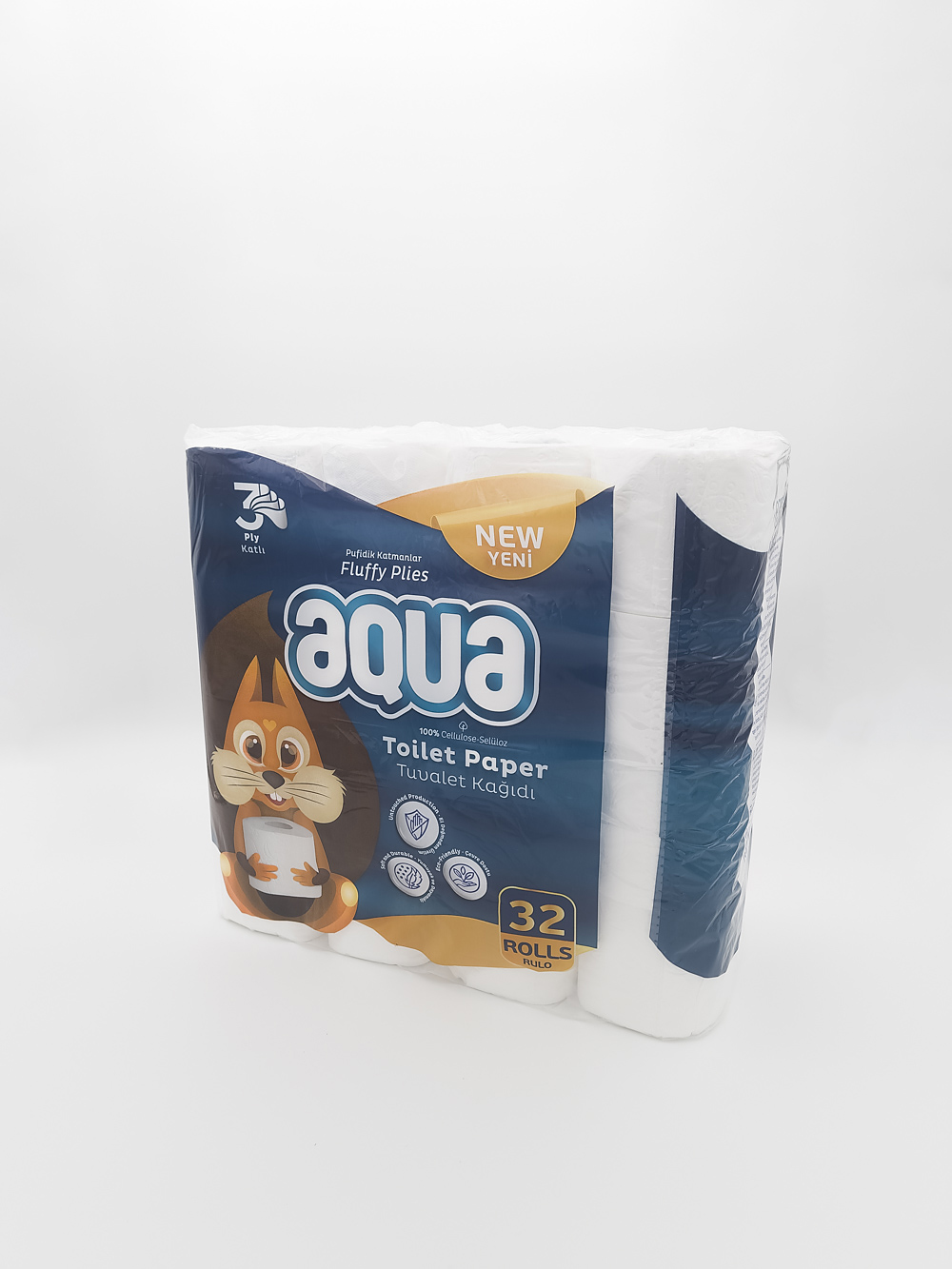 Тоалетна хартия Aqua 100% целулоза 32бр