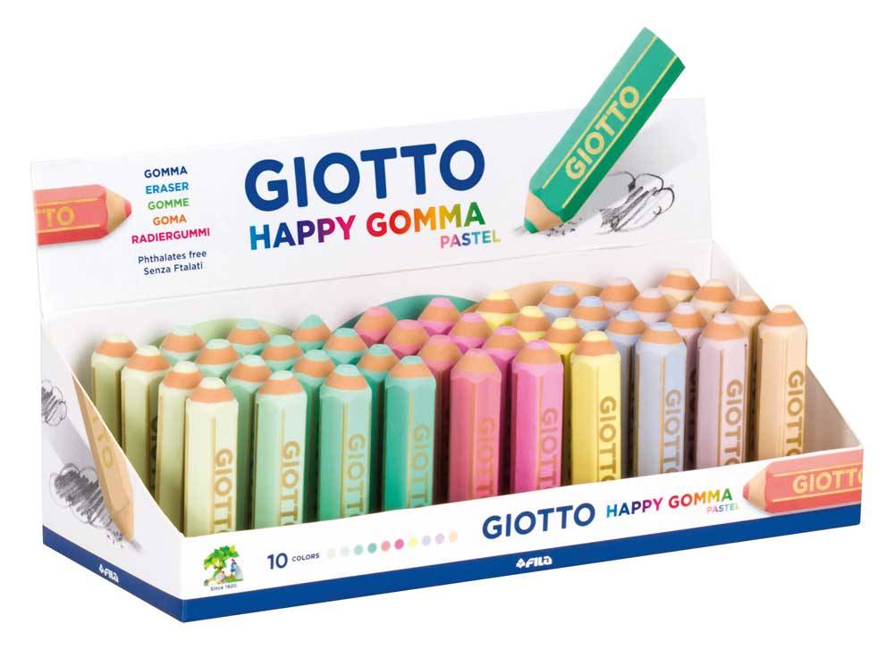 Giotto Happy Gomma Гуми пастелни цветове в дисплей 40бр