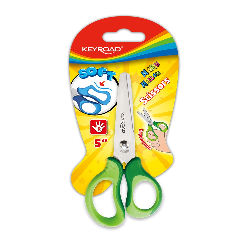 Keyroad детски ножици 13см Soft Grip със заоблен връх в блистер