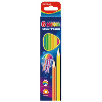 Keyroad цветни моливи 6 цвята триъгълни неонови цветове