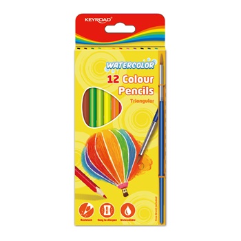 Keyroad акварелни моливи 12 цвята+четка Aqua Fun