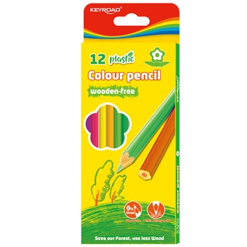 Keyroad цветни моливи без дърво триъгълно тяло 12цв.