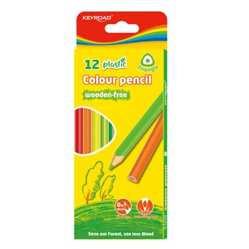 Keyroad цветни моливи без дърво триъгълно тяло 12цв., 2.9мм