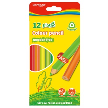Keyroad цветни моливи без дърво триъгълно тяло 12цв., 4мм