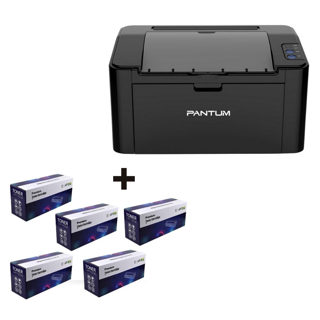 Лазерен принтер Pantum P2500W +5 съвместими тонер касети Pantum PA-210