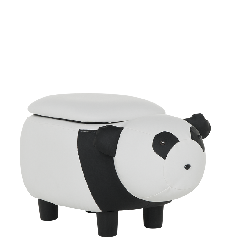 Детска табуретка Панда бяло-черна