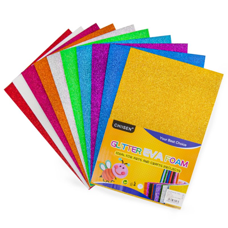 Eva гумирана хартия glitter А4 10 цвята 10л