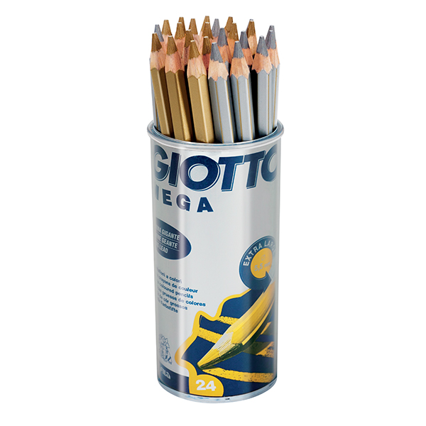 Цветни моливи Giotto Mega 2 цвята в метална чаша