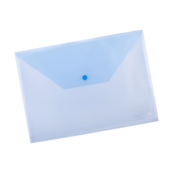 Папка джоб с копче Office Point А4 прозрачно-син цвят
