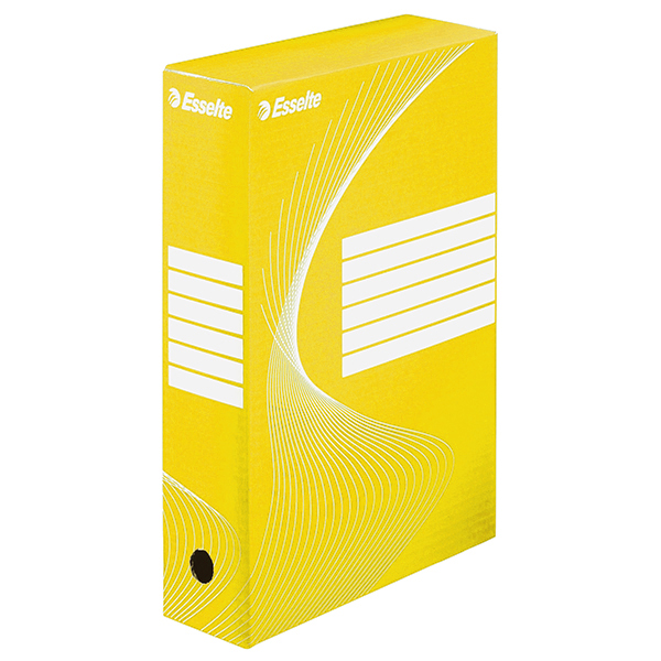 Архивна кутия Esselte, 350х250х80мм., велпапе,  жълт