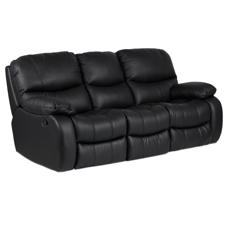 Кожен диван - тройка с релакс механизъм LOUISA, естествена кожа в цвят  черен