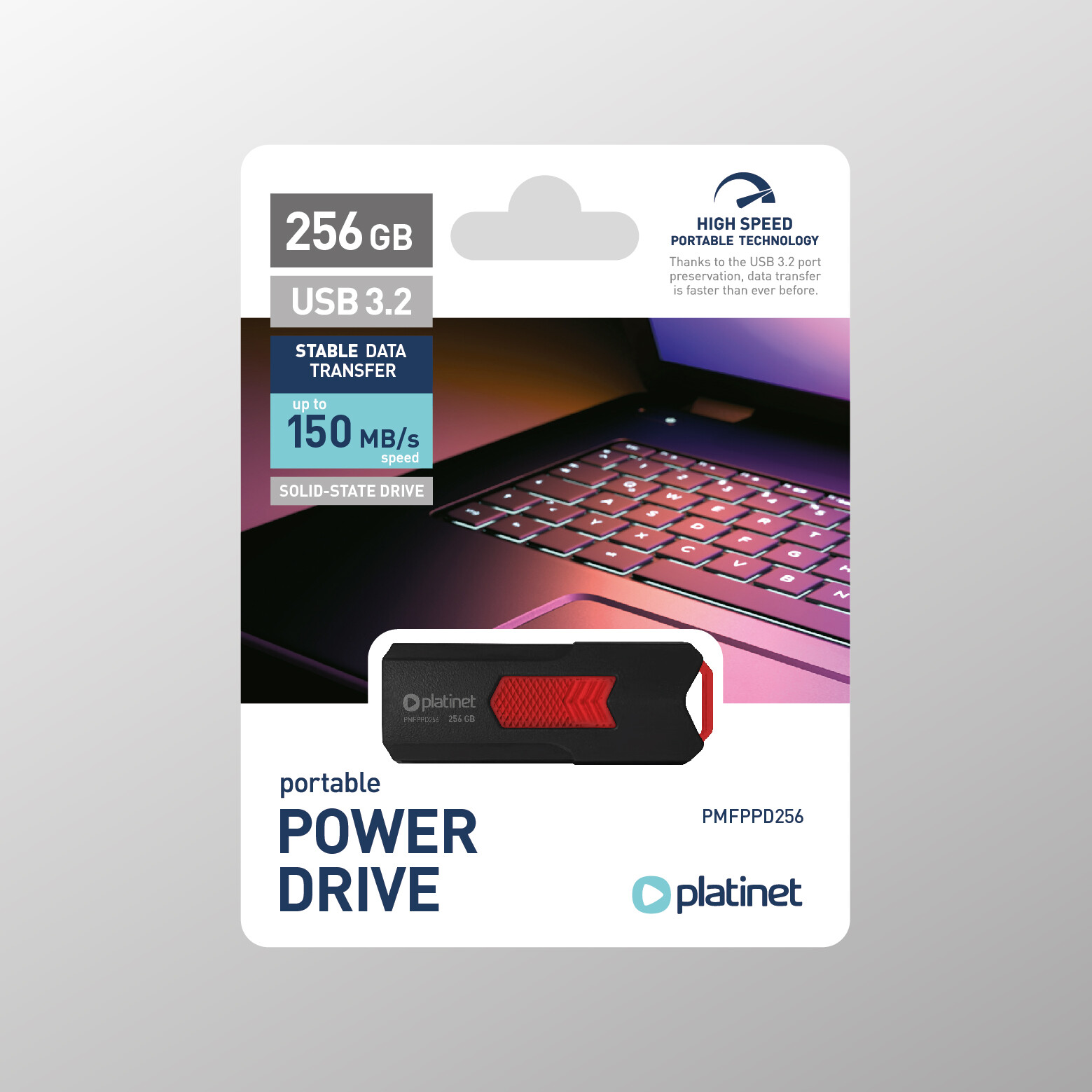 Platinet Преносим SSD диск USB 3.2 UP to 150 MB/s 256GB черен